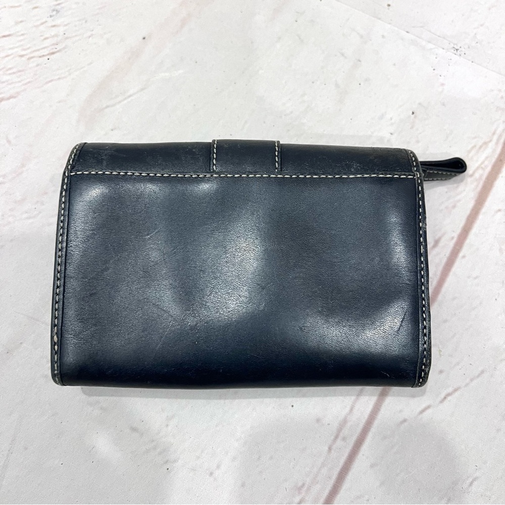 Coach Vintage Y2K Black Leather Hamilton Bi-Fold Wallet w Contrast Stitching. - Picture 4 of 8